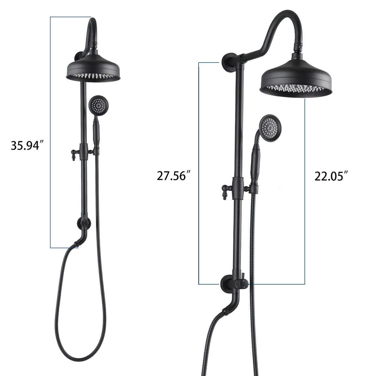 8-Inch Complete Rain Shower Combo System, Matte Black