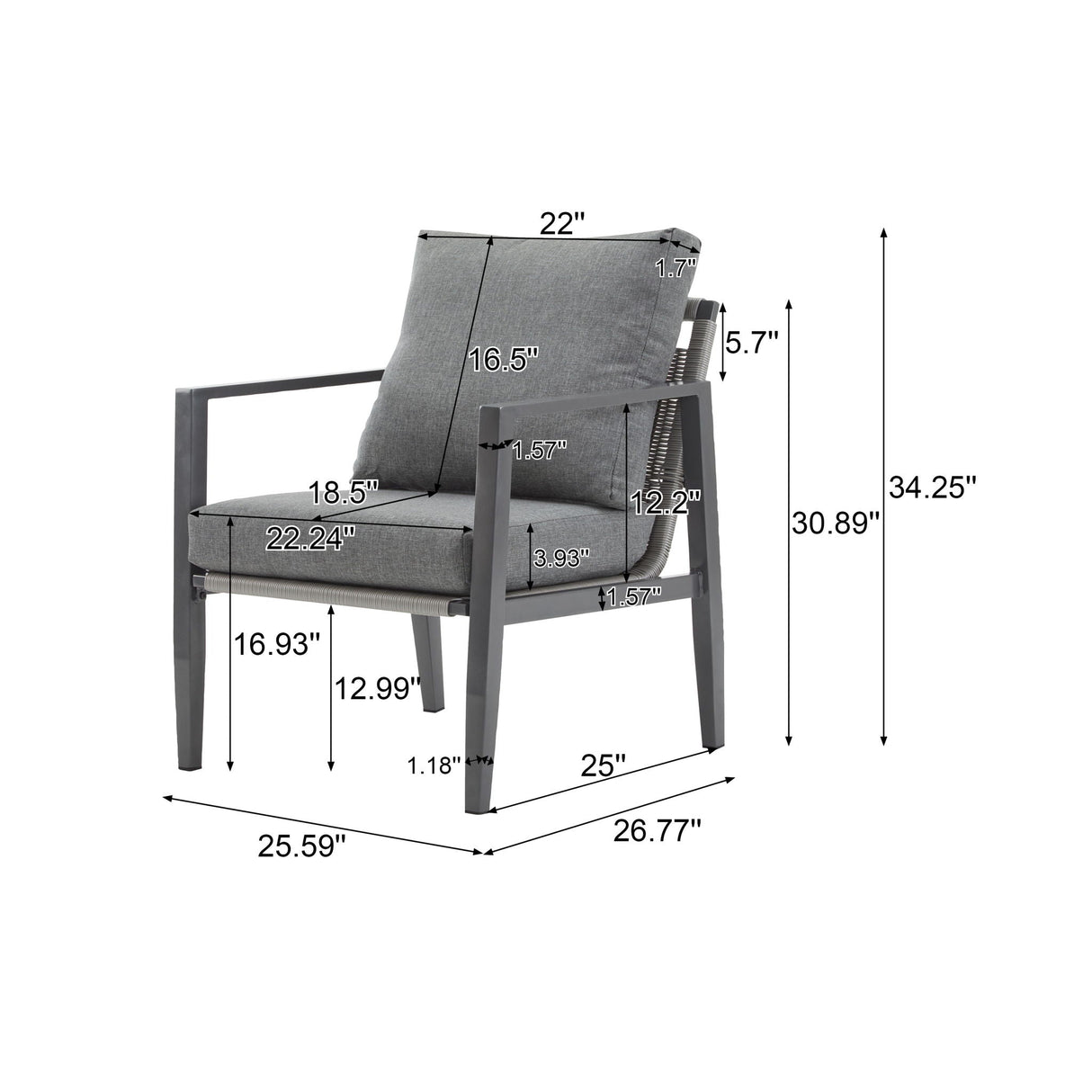 Modern Lounge Chair With Rope Accents And Cushions - Best Buy Furniture