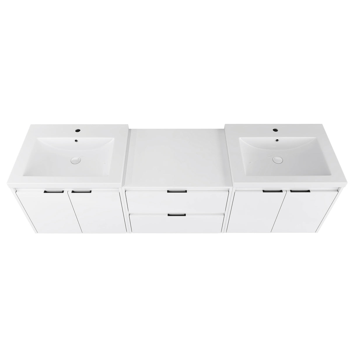 72" Bathroom Vanity With Resin Sink, Soft Close Doors, and 1-Side Cabinet