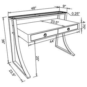 Serrano - 2 Drawer Writing Desk With Polished And Tempered Glass Hutch - Glossy White