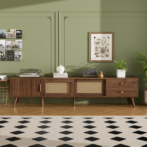 76" Modern Rattan Doors TV Stand