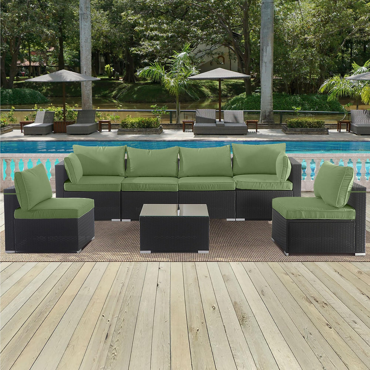 14-Pack Cushion Slipcovers Set for Wicker Rattan Sectional Sofa