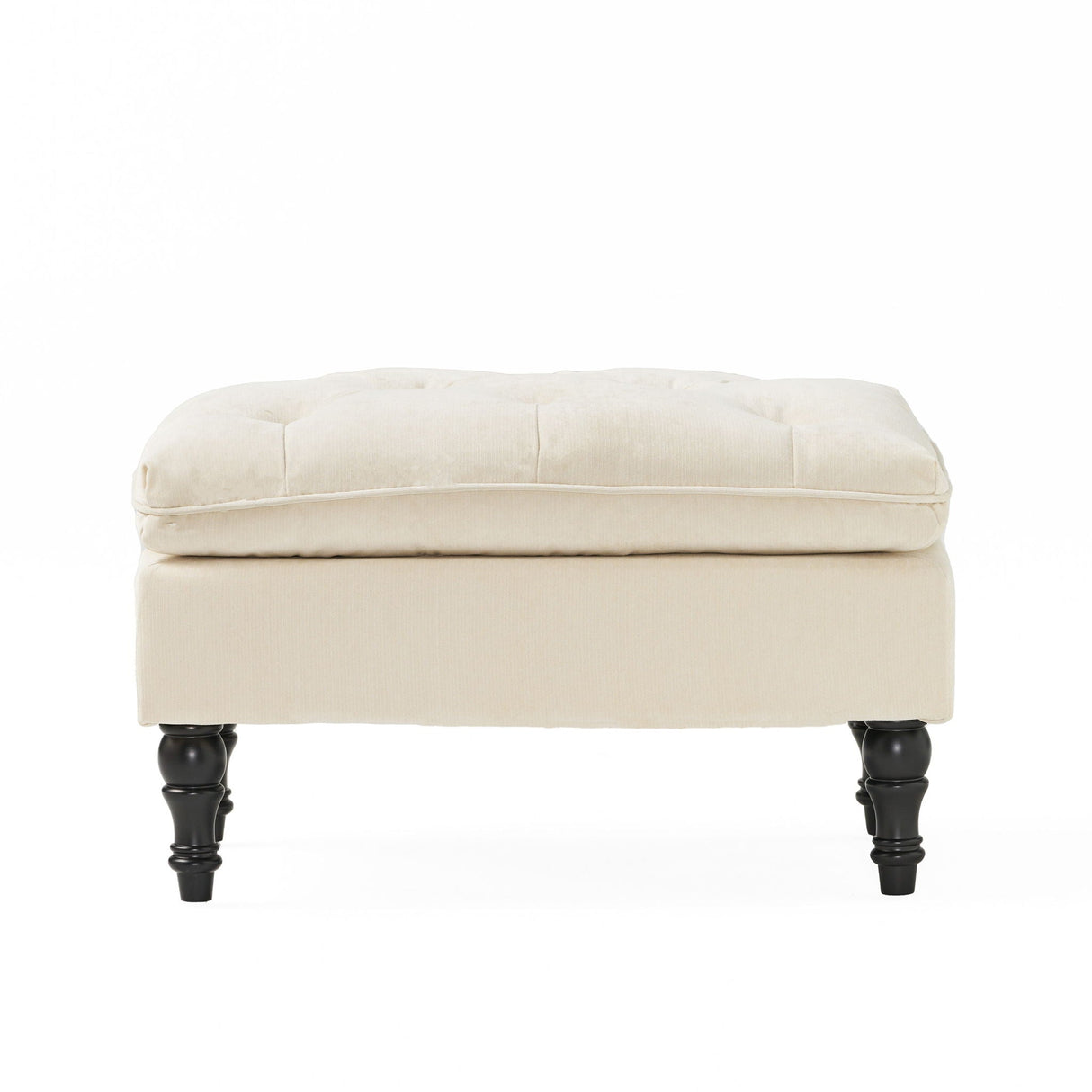 Lofton - Pillow Top Ottoman With Button Tufting - Cream - Best Buy Furniture
