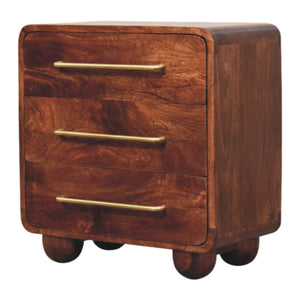 Solid Wood 3-Drawer Rounded Chest