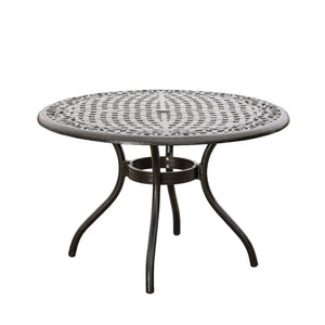 Tranquilius - Outdoor Round Dining Table With Lattice Tabletop, Umbrella Hole And Curved Legs - Best Buy Furniture