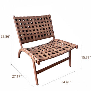 Lounge Chair Woven Accent Chair, Boho Mid Century Modern Armless, Brown