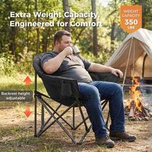 Set of 2 Oversized Camping Chairs with Side Pocket