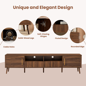 TV Stand For TVs Up To 85" With Soft-Close Doors, Open Shelf, Cable Management - Walnut