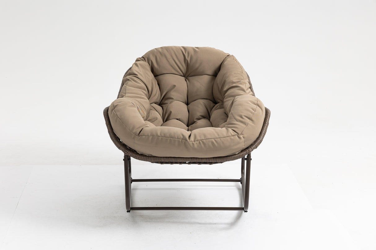Outdoor Oversized Wicker Rocking Chair with Thick Cushion