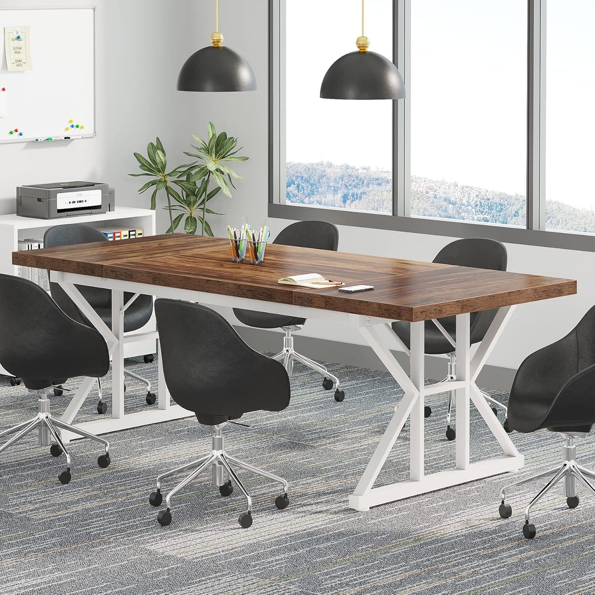 Rectangular Dining Table With X Trestle Metal Legs