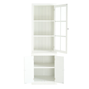 Retro Style Hutch Cabinet With Glass Door, China Cabinet For Home