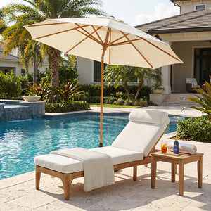 TOPMAX Acacia Wood Chaise Lounge Set of 2
