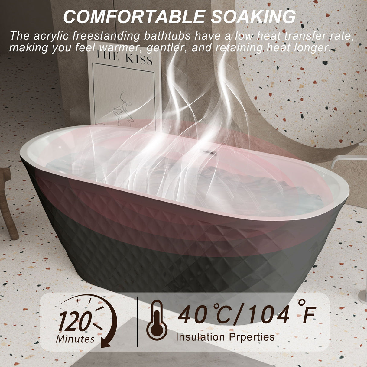 Freestanding Bathtub With Diamond Pattern Design