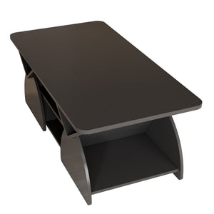 Geometric Engineered Coffee Table With Rounded Corners With Open Shelves