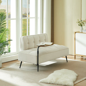 54-Inch Modern Two-Seater Velvet Sofa with Rotating Side Table