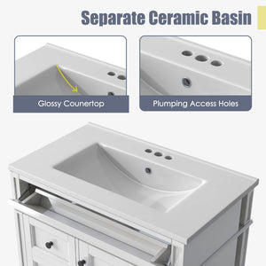 Bathroom Vanity With Top Sink, Storage Cabinet With 2 Drawers, Tip Out Drawer