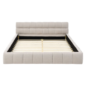 Modern Platform Bed Frame With Thick Fabric