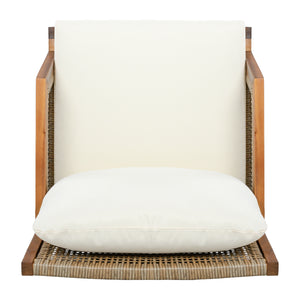 Acacia Wood Patio Furniture Club Chair with Outdoor Wicker