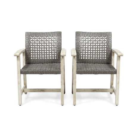 Outdoor Dining Chair Acacia Wood Frame (Set of 2)