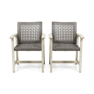 Outdoor Dining Chair Acacia Wood Frame (Set of 2)