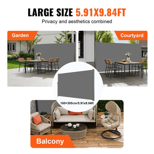 Retractable Side Awning, 71''-118'' Full Aluminum Rust-Proof Outdoor Privacy Screen