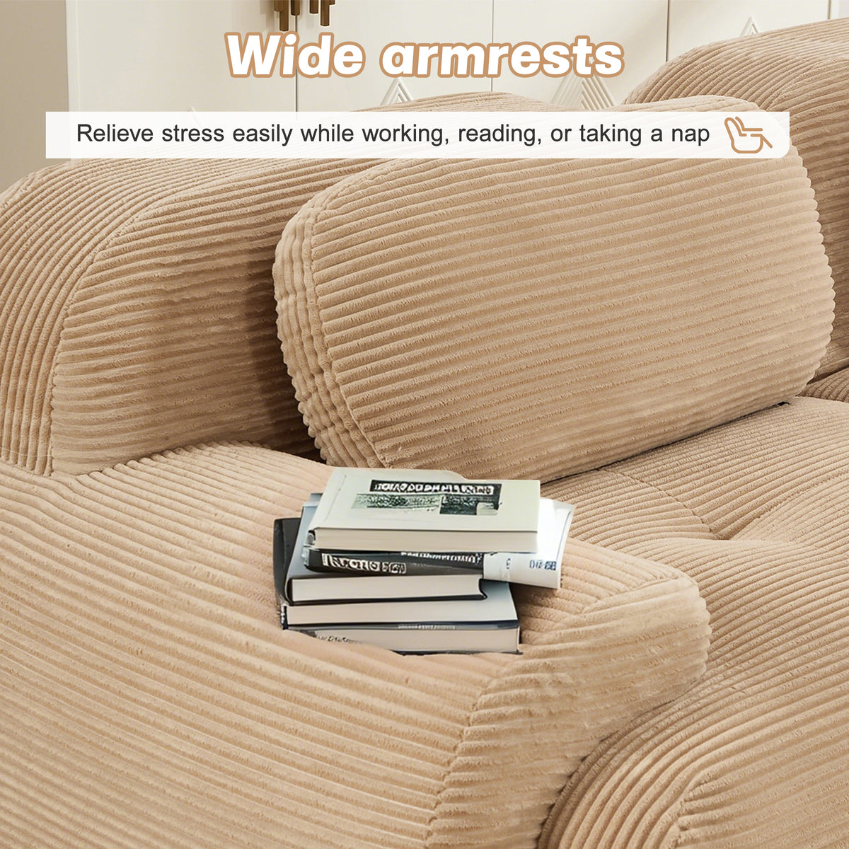 Three-Seat Modular Sofa With 3 Ottomans – Camel