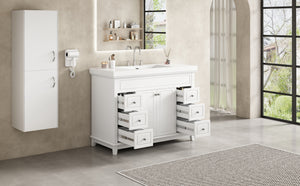 48" Bathroom Vanity with Resin Sink, Soft-Close Drawers & Shelves