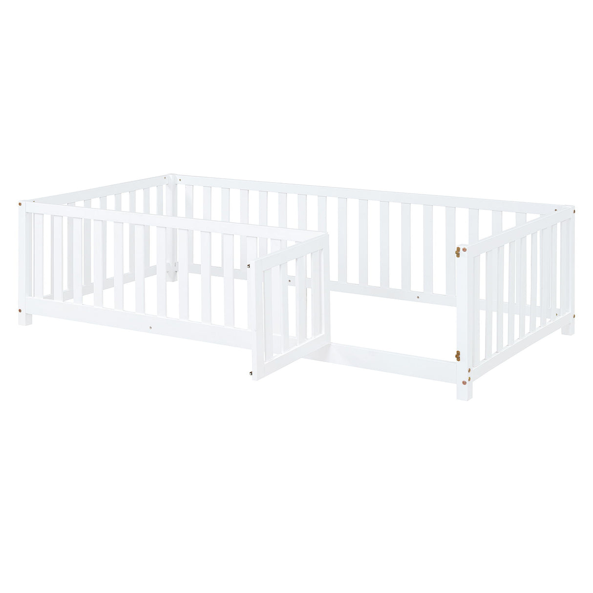 Daybed With Fence Guardrails And 2 Drawers, Split Into Independent Floor Bed & Daybed
