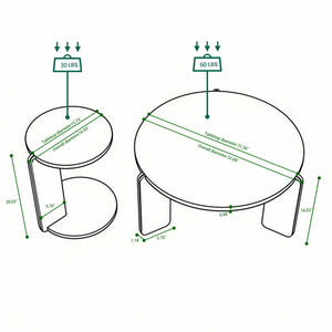 Round Coffee & End Table Set - Black