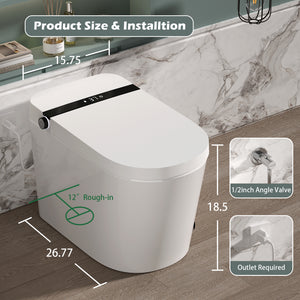 Smart Toilet With Bidet Built-In, Auto Flush, Heated Seat & Warm Air Drying