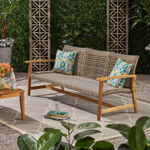 Outdoor 3 Seater Sofa With Rattan Cover - Gray - Best Buy Furniture