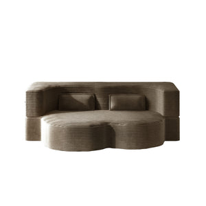 Modern Floor Sofa With 2 Pillows, Convertible Twin Size Folding Mattress For Living Room