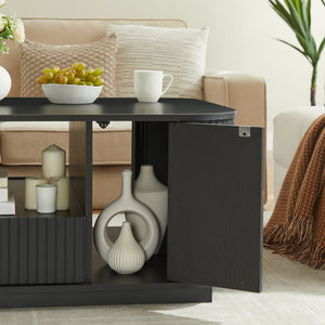 Modern Luxury Oval Coffee Table with Drawers and Storage Compartment