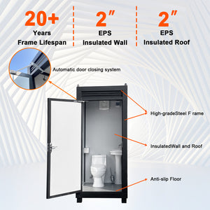 Person Portable Toilet Cabin – Outdoor Restroom with Light, Sink & Vent Fan
