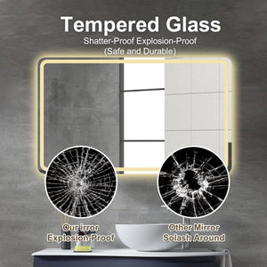 LED Bathroom Mirror Vanity Mirrors With Front Lights Wall Mounted Anti-Fog Frameless Make Up Mirror With Light Copper Free Silver Mirror Horizontal Or Vertical - Silver