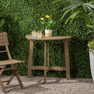 Outdoor Half-Round Folding Acacia Wood Bistro Table