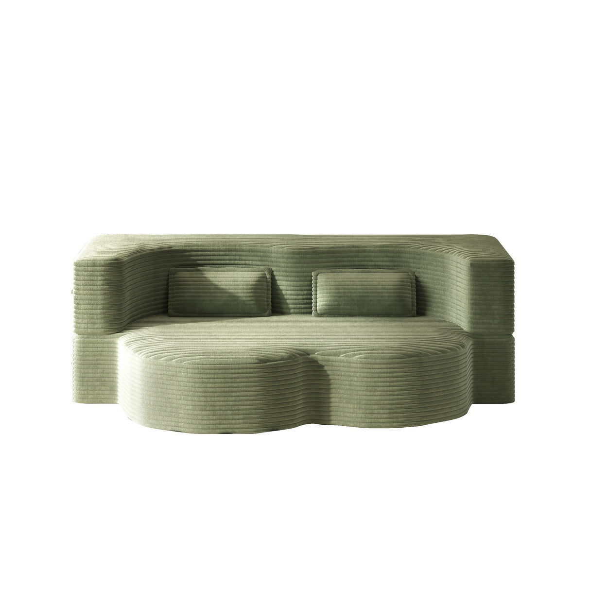 Modern Floor Sofa With 2 Pillows, Convertible Twin Size Folding Mattress For Living Room