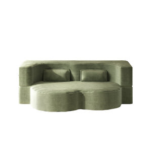 Modern Floor Sofa With 2 Pillows, Convertible Twin Size Folding Mattress For Living Room