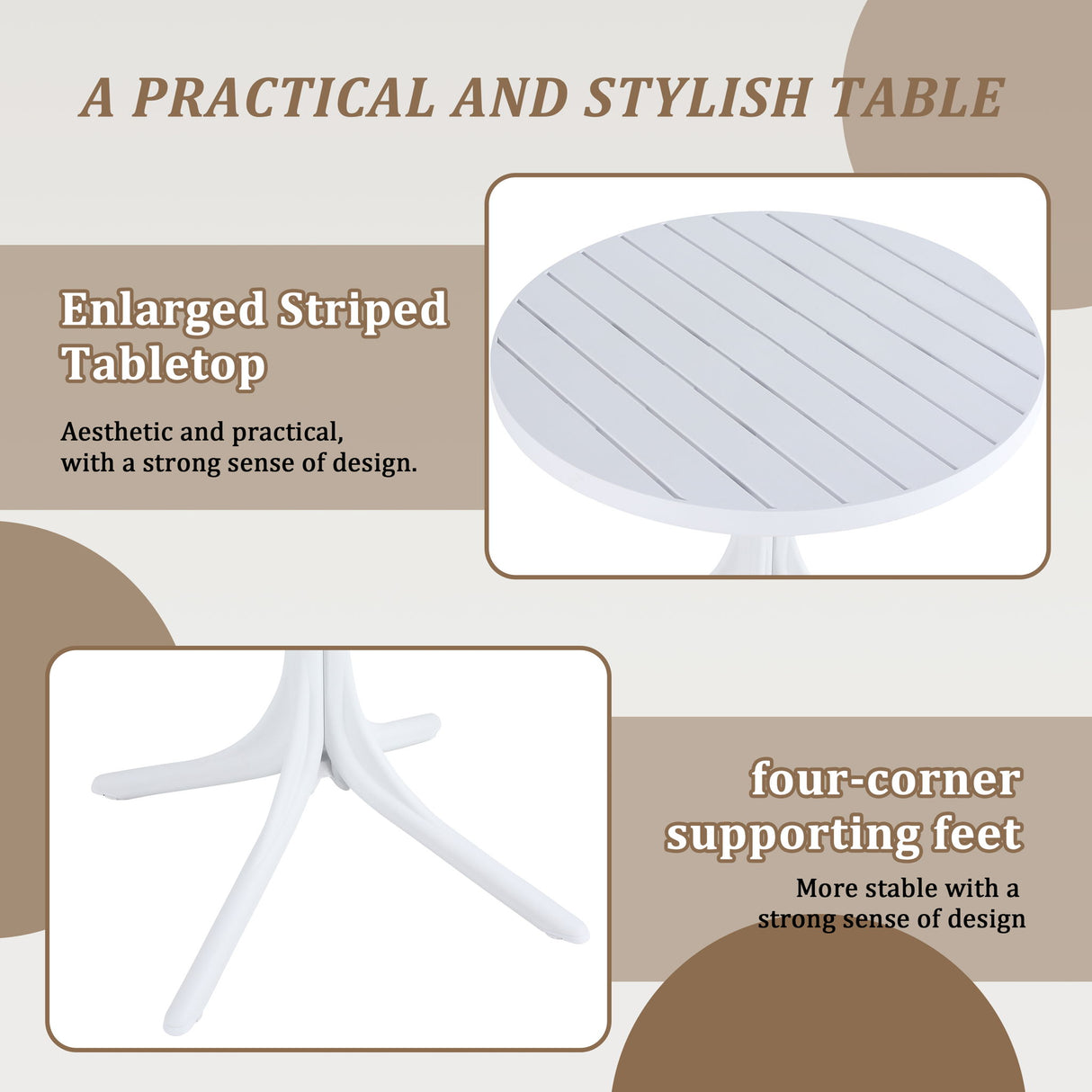 4 Piece Set Of Modern Color Block Designed Single Chairs With Round Table