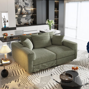 Convertible Deep Seat Sofa With Soft Pillows And Ottomans