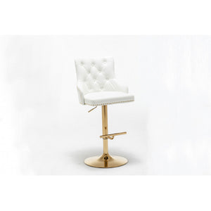 Adjustable Swivel Bar Stool With Nailhead Trim (Set of 2)
