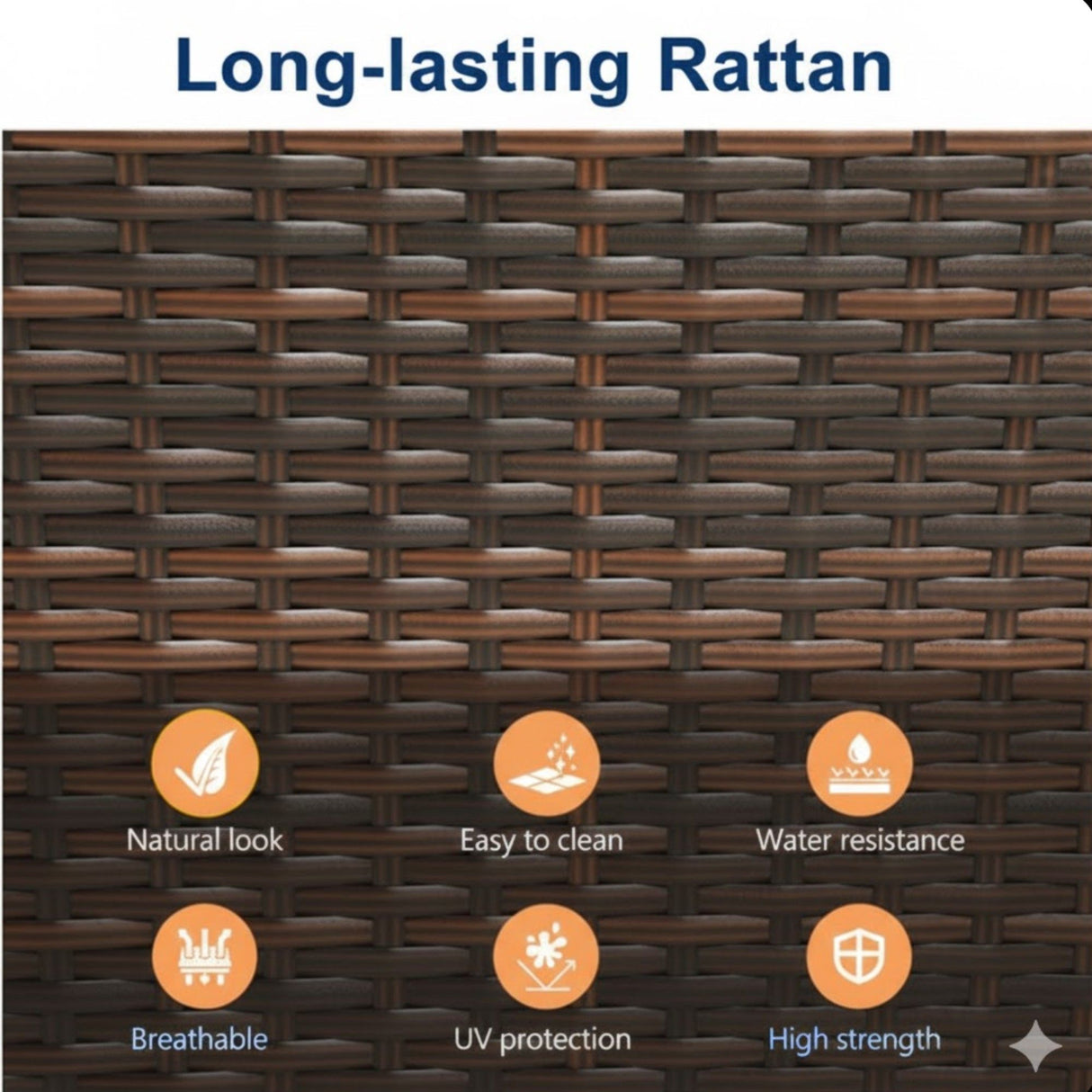 All-Weather Square Rattan Patio Dining Table