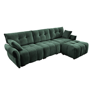 Three-Seater Sofa Set With Ottoman and Pillows