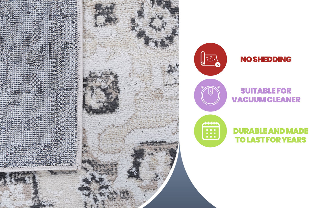 Payas - 8' X 10' Medallion Area Rug - Cream / Beige