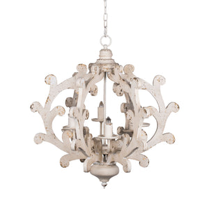 6 Light Chandelier, Hanging Light Fixture With Adjustable Chain For Kitchen, Bulb Not Included - White