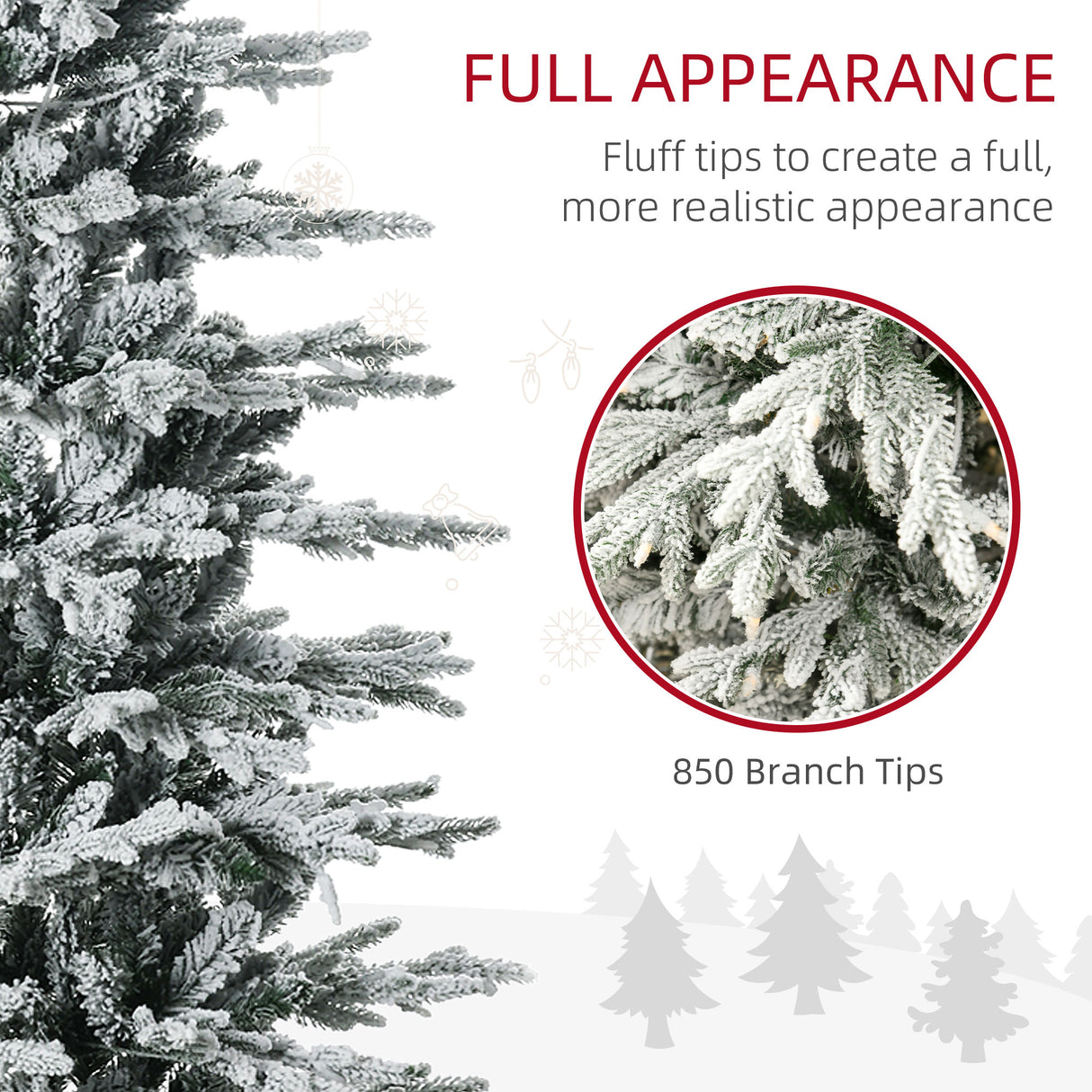 HOMCOM 7.5ft Tall Prelit Artificial Christmas Tree
