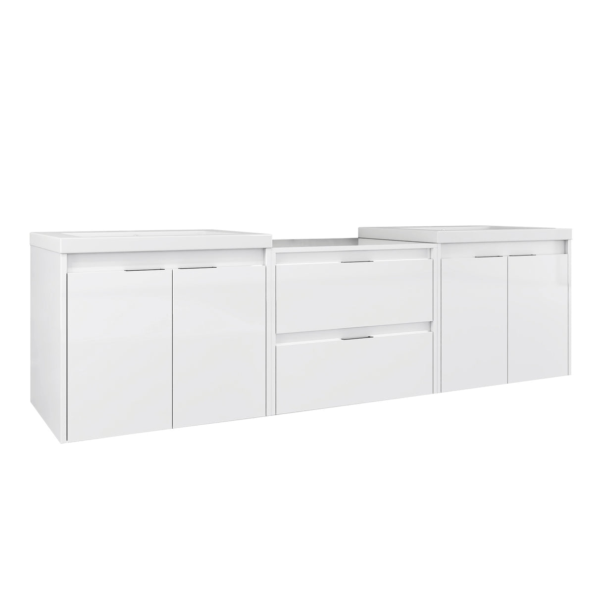 72" Bathroom Vanity With Resin Sink, Soft Close Doors, and 1-Side Cabinet