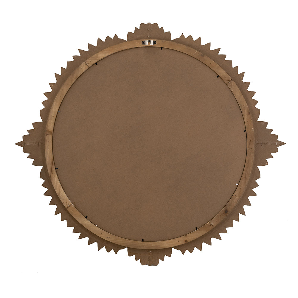 35.5x1x31.5" Round MDF Wall Mirror with Ornate Frame
