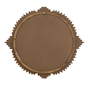 35.5x1x31.5" Round MDF Wall Mirror with Ornate Frame