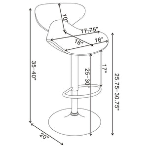 Bar Stool With Curved Design, Height Adjustable & Swivel Base (Set of 2) - Black
